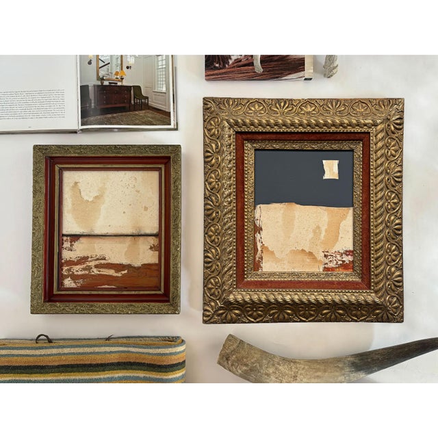 Paint “Rodeo” Black Abstract Art in 1860's Antique Frame, Transitional Living Room Art by JTS For Sale - Image 7 of 10