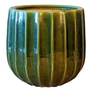 Quintessential Mid Century Green Majolica Planter For Sale