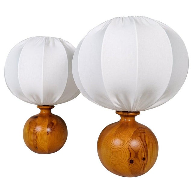 Mid-Century Modern Sculptural Table Lamps in Pine from Fagerhults, 1970, Set of 2 For Sale - Image 11 of 11