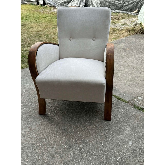 Brown Vintage Art Deco Hungarian Armchair, 1930s For Sale - Image 8 of 9