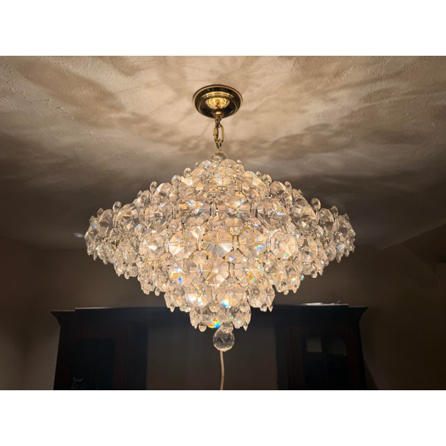 Vintage Swarovski Baronet 12 Light Chandelier by Schonbek. Description. 12 Feet (Total) Length of Gold Plated Chain - 4...