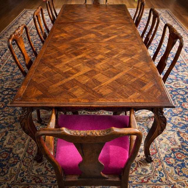 French Country Guy Chaddock Almont Collection French Country Dining Chairs, Set of 8, Carved Wood With Custom Velvet Upholstery For Sale - Image 3 of 12