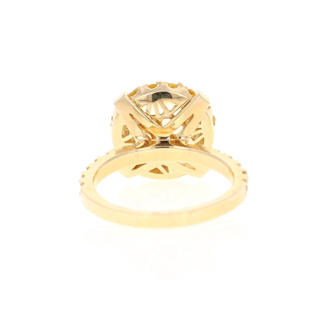 Gia Certified Non-Heated Yellow Sapphire Diamond 14k Yellow Gold Engagement Ring, Size 7 For Sale - Image 4 of 6