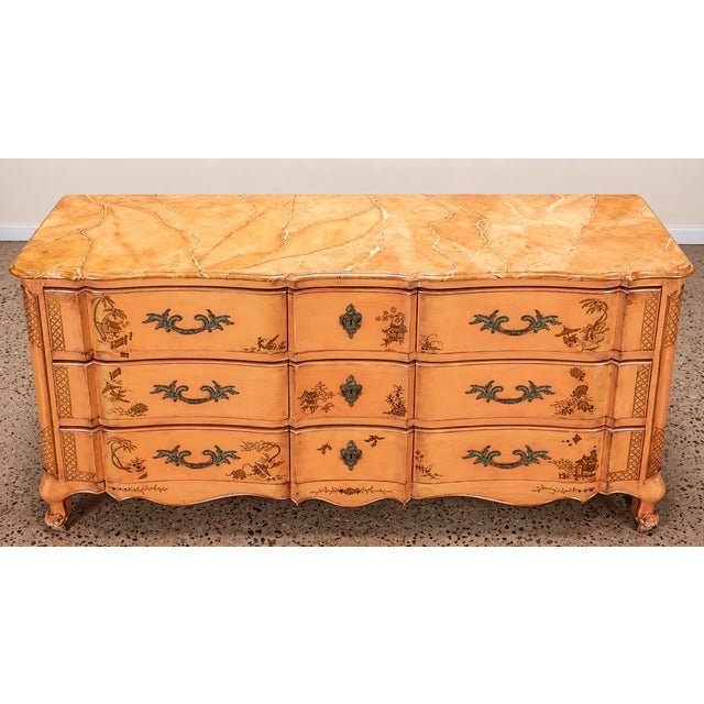 French 1950s French Louis XV Style Chinoiserie Chest / Commode by Jacques Bodart For Sale - Image 3 of 9