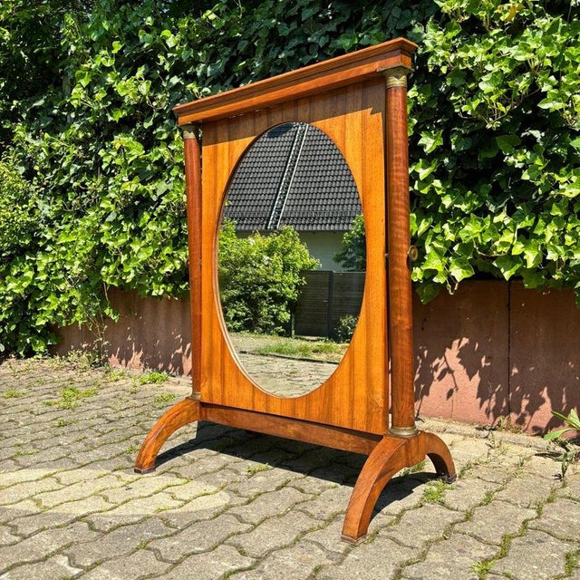 Traditional Empire Standing Mirror in Walnut For Sale - Image 3 of 12