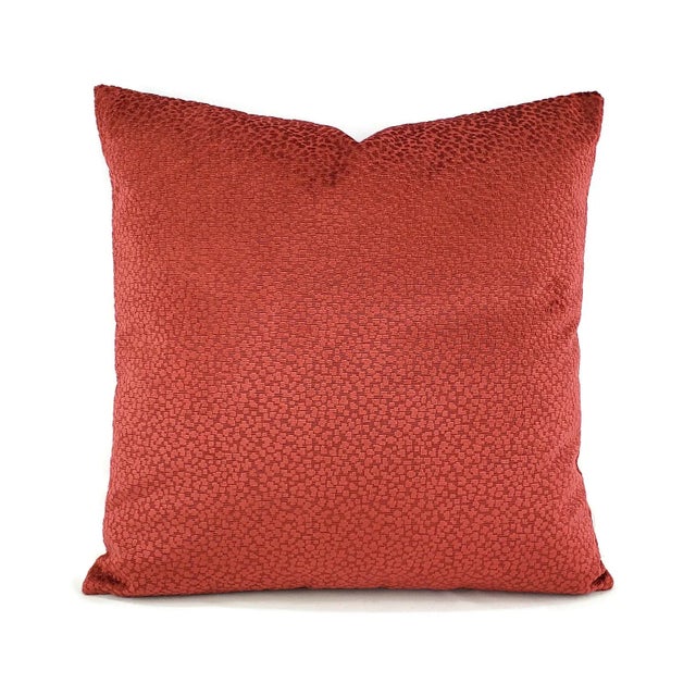 Red Brunschwig and Fils La Panthere Velvet in Red Pillow Cover For Sale - Image 8 of 8