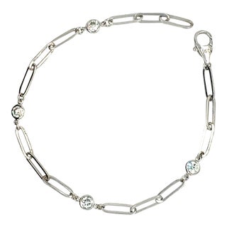 Paperclip 0.62 Carat Diamond Bracelet in 14k White Gold For Sale