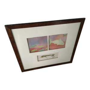 1980s Signed Water Color of Fish With Metal Lure, Framed