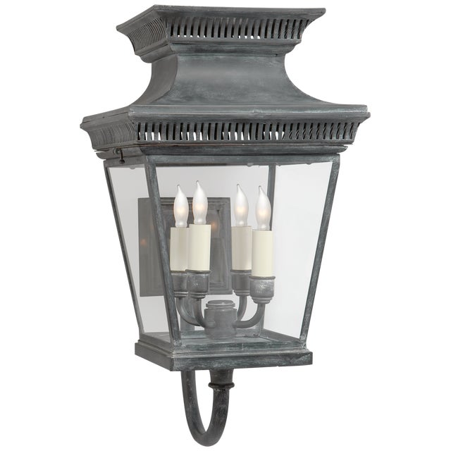 Elsinore Medium Bracket Lantern in Weathered Zinc with Clear Glass Designer: Chapman & Myers Height: 20.5" Extension:...