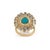 14k Yellow Gold 8.41ct Turquoise, Blue Sapphire & Diamond Floral Art Deco Ring Size 4 For Sale - Image 10 of 18