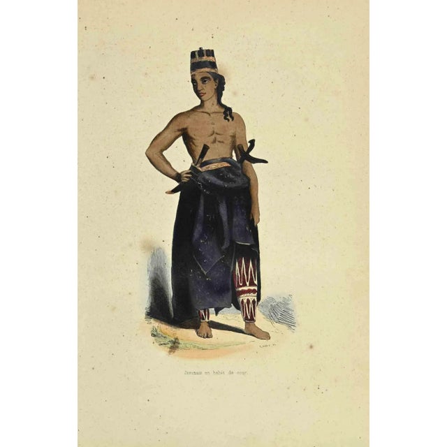 Javanese in Court Habit is a hand colored lithographs made by Auguste Wahlen in 1844. Good condition. The artwork belongs...