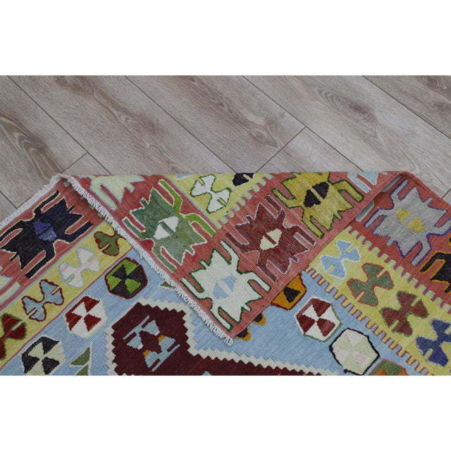 1980s Tribal Red Hand Knotted Kilim Rug For Sale - Image 10 of 11