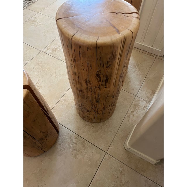 1990s Set of Three Solid Wood Stump Side Tables For Sale - Image 5 of 12