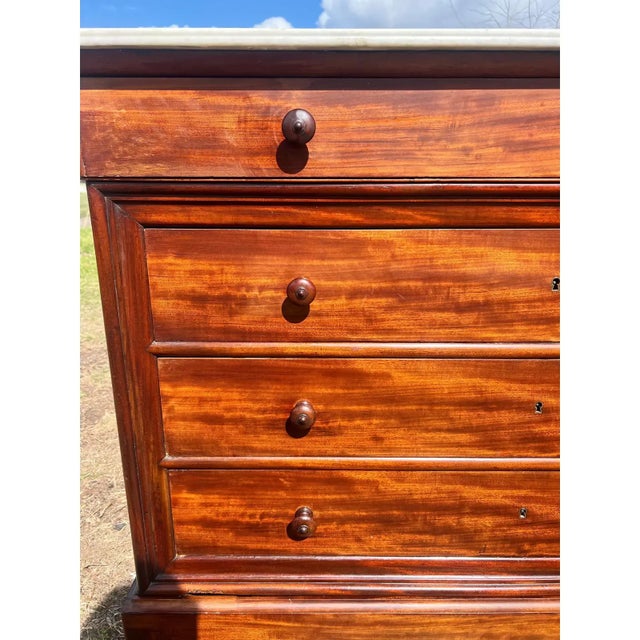 19th Century Louis Philippe Solid Flam Mahogany Carrara Marble Top Chest of Drawer / Commodes For Sale - Image 11 of 12