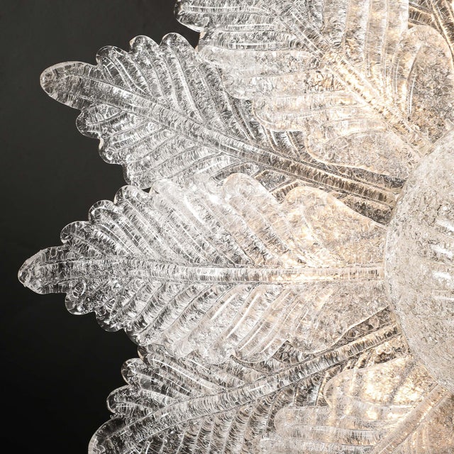Modernist Hand-Blown Mottled Murano Glass Acanthus Flush Mount For Sale - Image 17 of 18