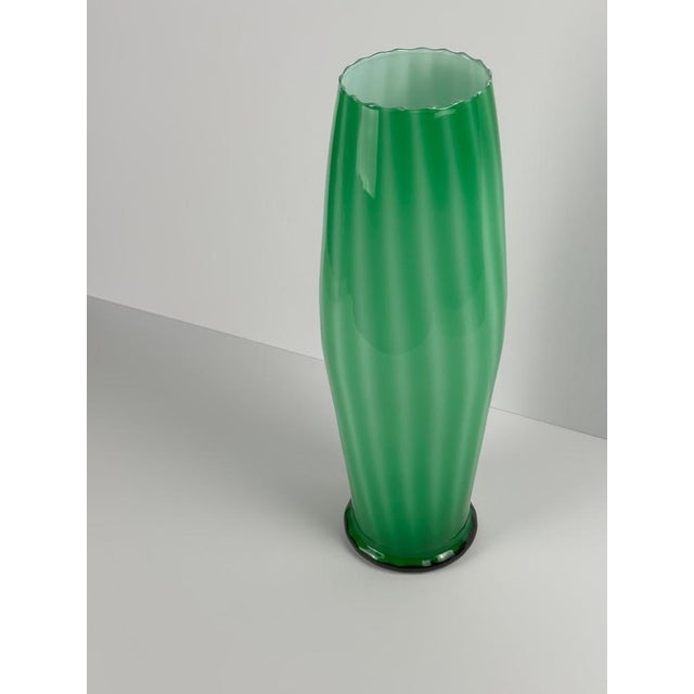 Tall Green Empoli Glass Vase, 1970s For Sale - Image 9 of 12