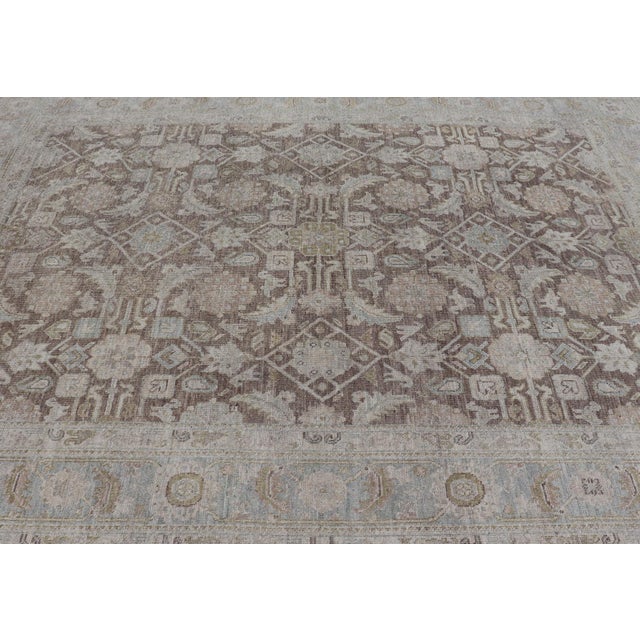 Traditional Modern Tabriz Design Rug by Keivan Woven Arts in Warm Brown Tones 9'3 X 11'8 For Sale - Image 3 of 17