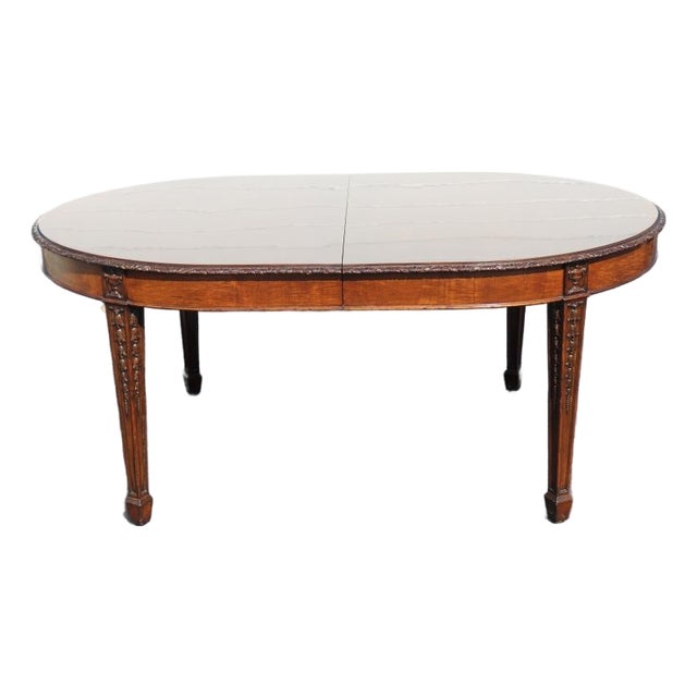 Adams Style Carved Mahogany Dining Table With Three Leaves For Sale
