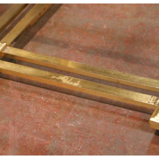 Metal Pair of Mid-Century French Hollywood Regency Acrylic and Brass Side Tables For Sale - Image 7 of 7