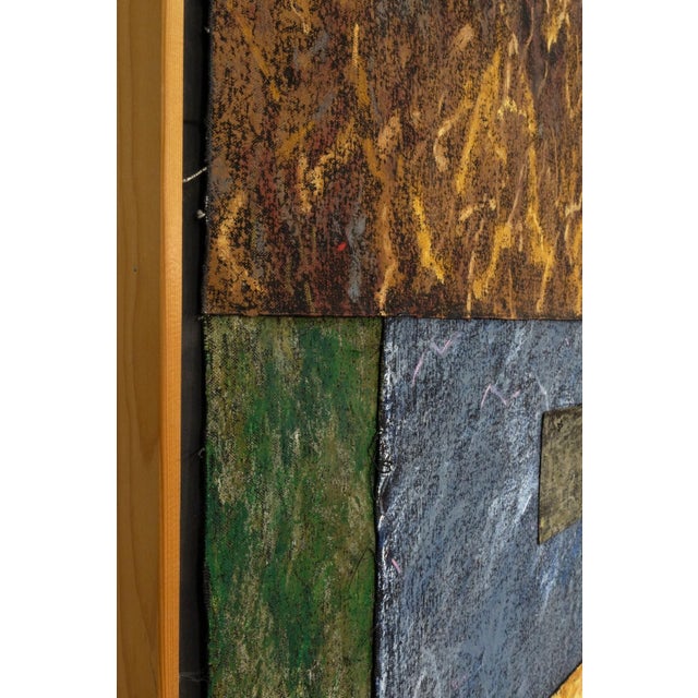 Red Nanette Carter Segments of Time 1992 Oil Stick on Canvas Abstract Collage Framed For Sale - Image 8 of 8