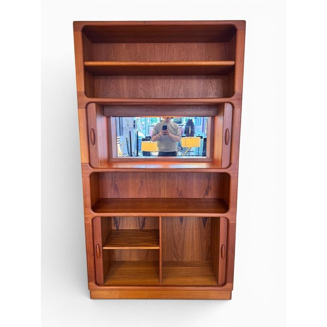 Danish Mid-Century Modern Solid Teak Tambour Door Cabinet by Møller Jørgensen for Dyrlund, 1970s An exceptional Danish...