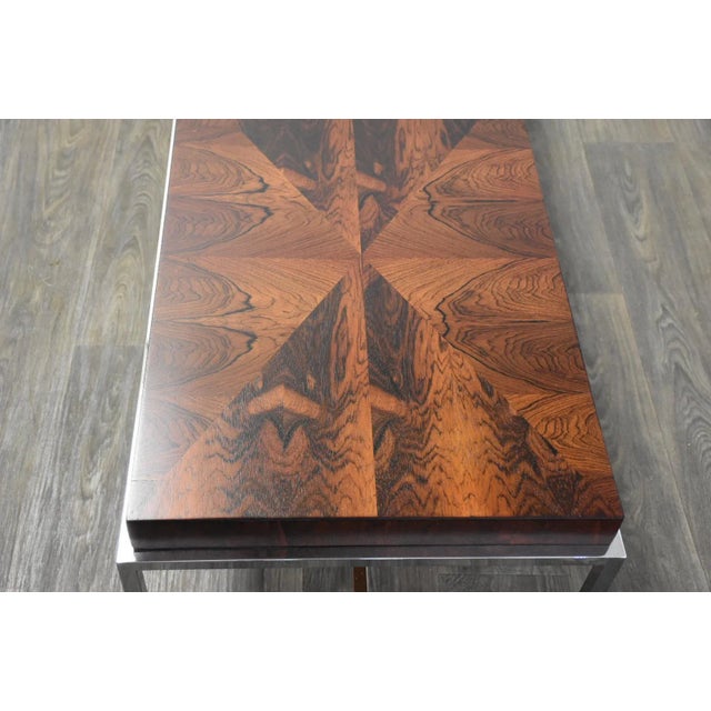 Milo Baughman for Thayer Coggin Rosewood & Chrome Mid-Century Modern Coffee Table For Sale - Image 4 of 7
