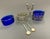 Metal Antique French Silver & Cobalt Blue Glass Salt Cellars With Serving Spoons – Art Nouveau Table Decor, Saleron Pair For Sale - Image 7 of 7