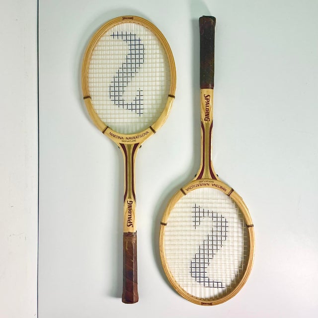 1980s Vintage Martina Navratilova Signature Spaulding Tennis Racket - A Pair For Sale - Image 10 of 12