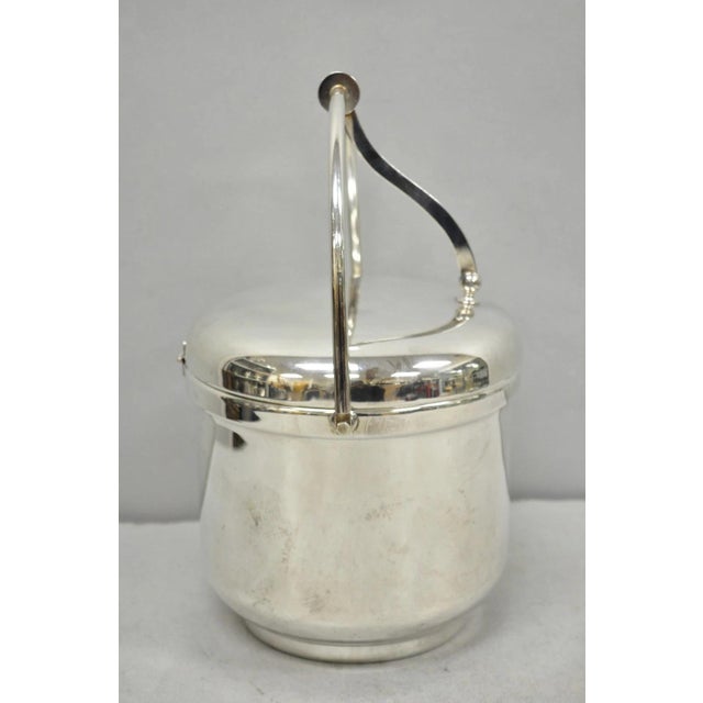 Art Deco Vintage Art Deco Silver Plated Reticulating Hinge Lidded Bar Ice Bucket For Sale - Image 3 of 15