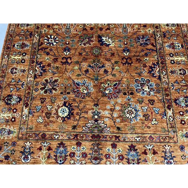 Burnt Orange Rust Sultani Chobi Natural Dye Wool Rug - 4'2" X 6'2" For Sale - Image 8 of 12