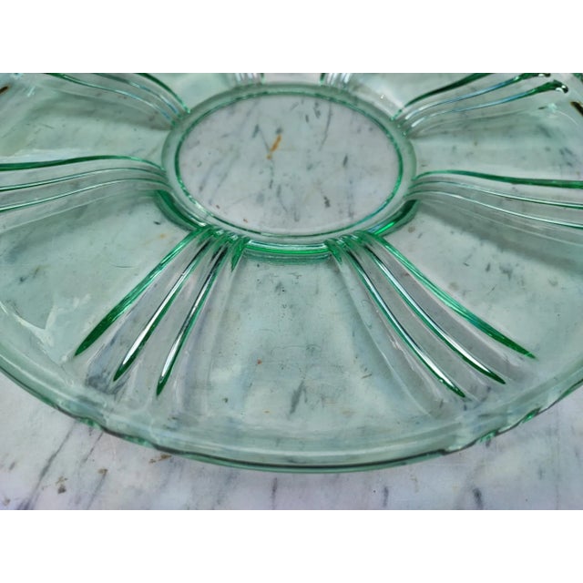 Art Deco Green Glass Plate from Niemen Glassworks, 1920s For Sale - Image 4 of 8