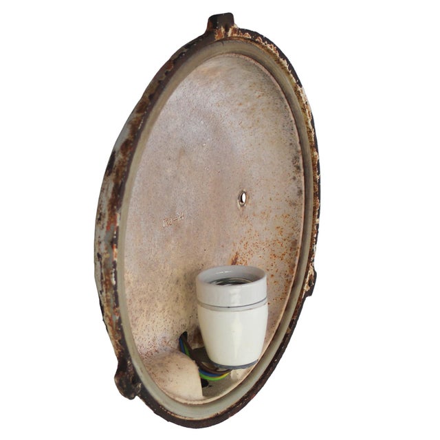 Vintage French Industrial Cast Iron Wall Light from Mapalec For Sale - Image 4 of 6