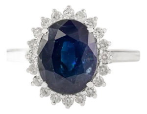 3.55 Ct Princess Diana Inspired Blue Sapphire Ring With Diamonds Halo Size 7