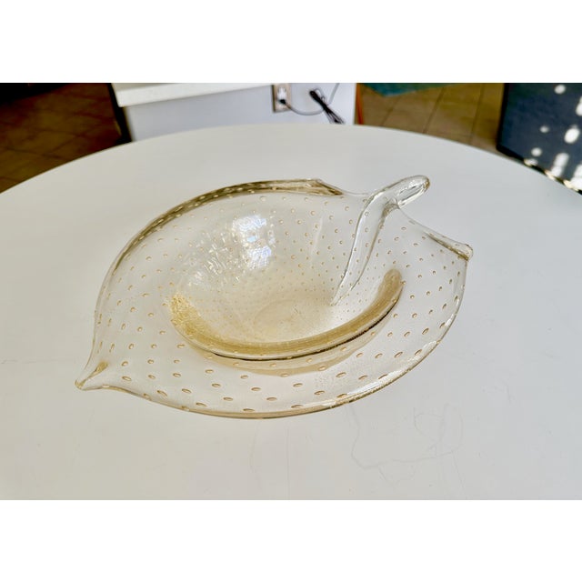 Large Murano Gold Organic Shape Centerpiece Bowl For Sale - Image 9 of 14