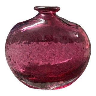 Vintage Mid Century Modern Blown Purple Glass Vase For Sale