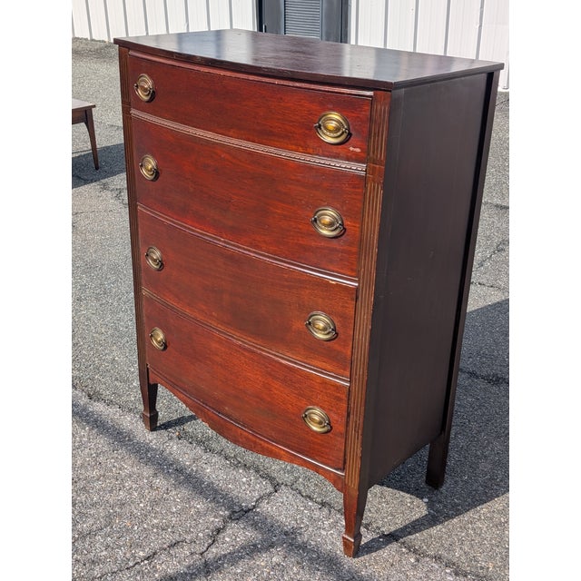 Vintage Mid 20th Century Federal Hepplewhite Style Mahogany Four Drawer Chest of Drawers For Sale - Image 10 of 10