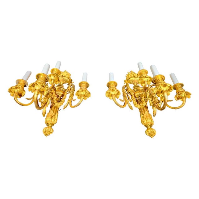 Italian Empire Sconces in Gilded Bronze, 1750s, Set of 2 For Sale - Image 11 of 14