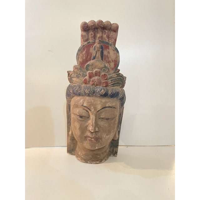 Vintage Large Wood Guanyin Sculpture For Sale - Image 11 of 11