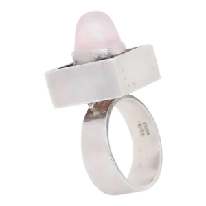 Vintage Neils Erik From Sterling Silver & Rose Quartz Bullet Cabochon Ring