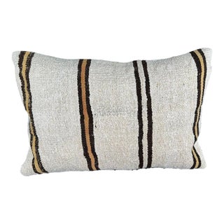 Turkish Hemp Pillow Cushion Natural Beige Brown Pillow Cushion Cover 16" x 24" For Sale