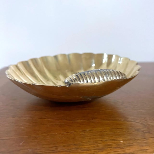 Brass 1970s Brass Shell Decorative Bowl Wall Hanging For Sale - Image 8 of 9