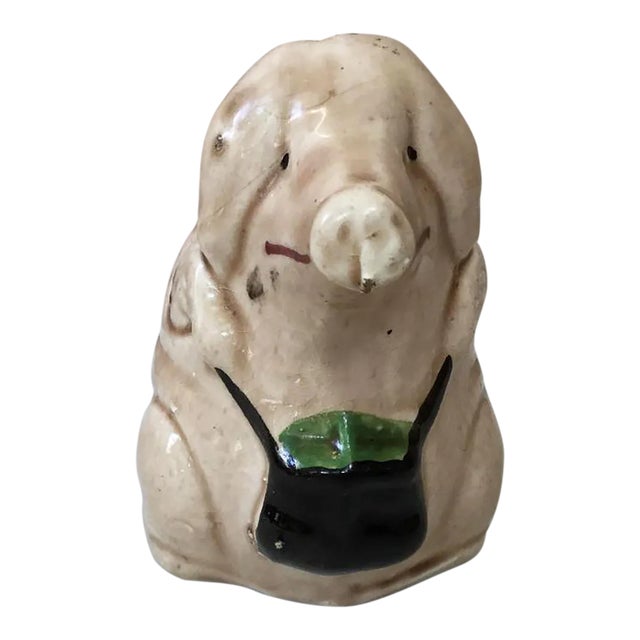 1900 Antique Orchies Majolica Pig Money Bank For Sale