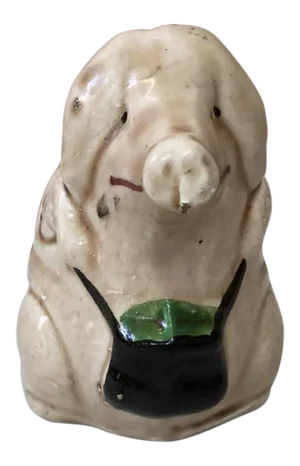 1900 Antique Orchies Majolica Pig Money Bank