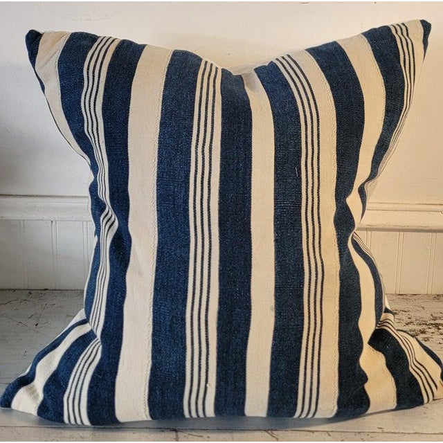 Pair of 19thc Striped Linen / ticking Pillows w/ down & feather fill.Sold as a pair.