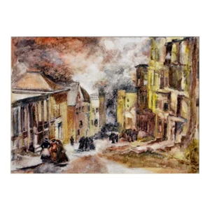 Mid Century French Street Scene Landscape by Ruth Williams Brickner
