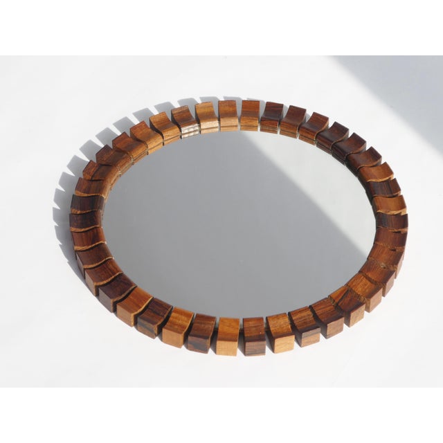 Vintage Danish Round Geometrical Teak and Rosewood Wall Mirror, 1960s For Sale - Image 6 of 10