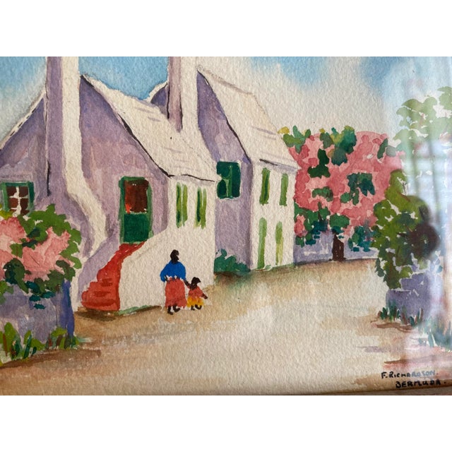 Mid 20th Century Small Vintage Watercolors of Bermuda Signed F Richardson - a Pair, Framed For Sale - Image 5 of 10