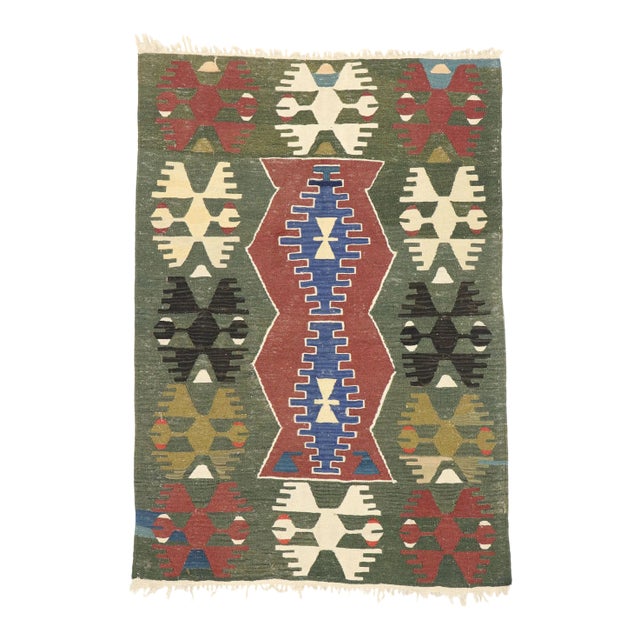 Vintage Persian Shiraz Kilim Rug, 03'10 X 05'06 For Sale