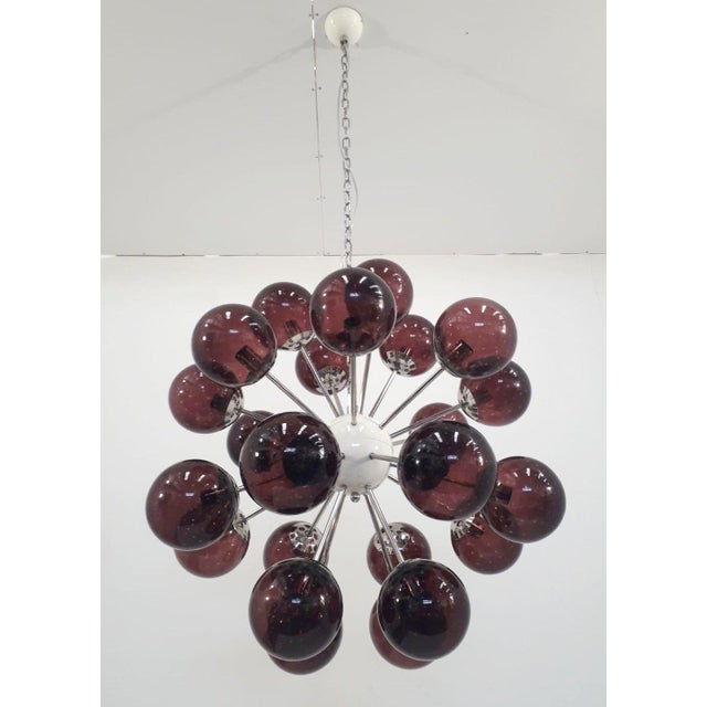 Italian 21st Century Nova Polished Nickel Amethyst Bubbles Murano Sputnik Chandelier by Fabio LTD For Sale - Image 3 of 5