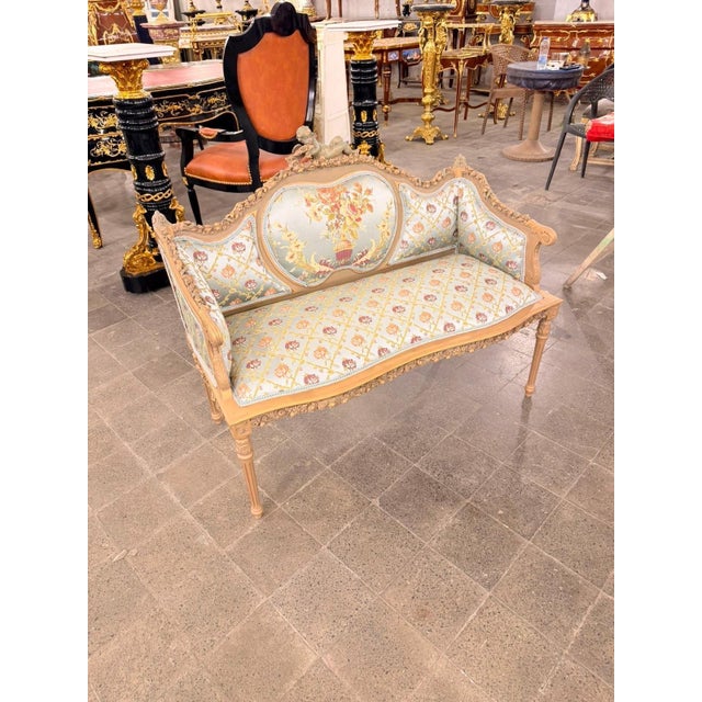 French Vintage decorative Cherub Loveseat For Sale - Image 3 of 6